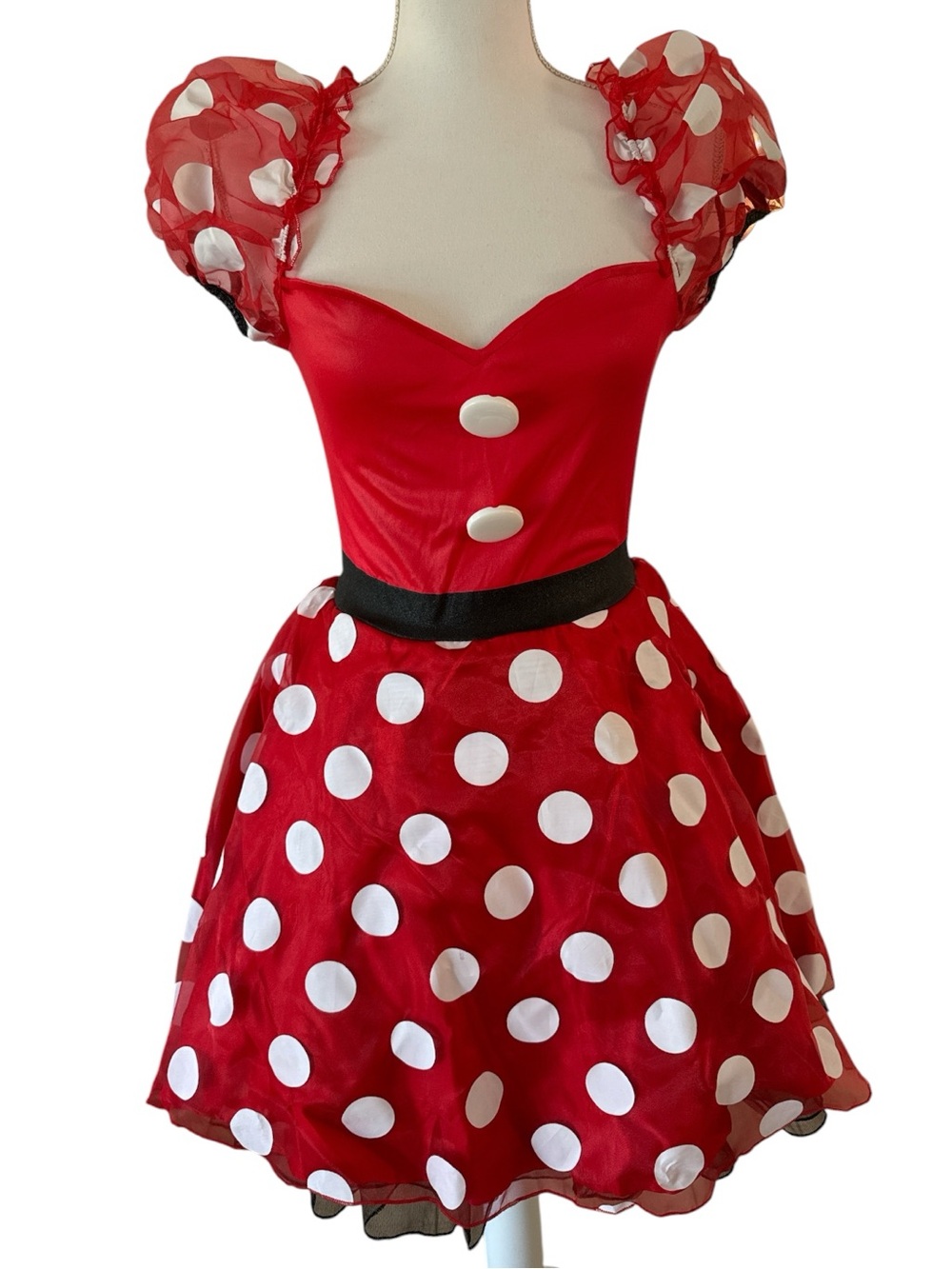 Disney Minnie Mouse Costume Dress with Bow Headband Size Adult Small 2-4 - Picture 3 of 12